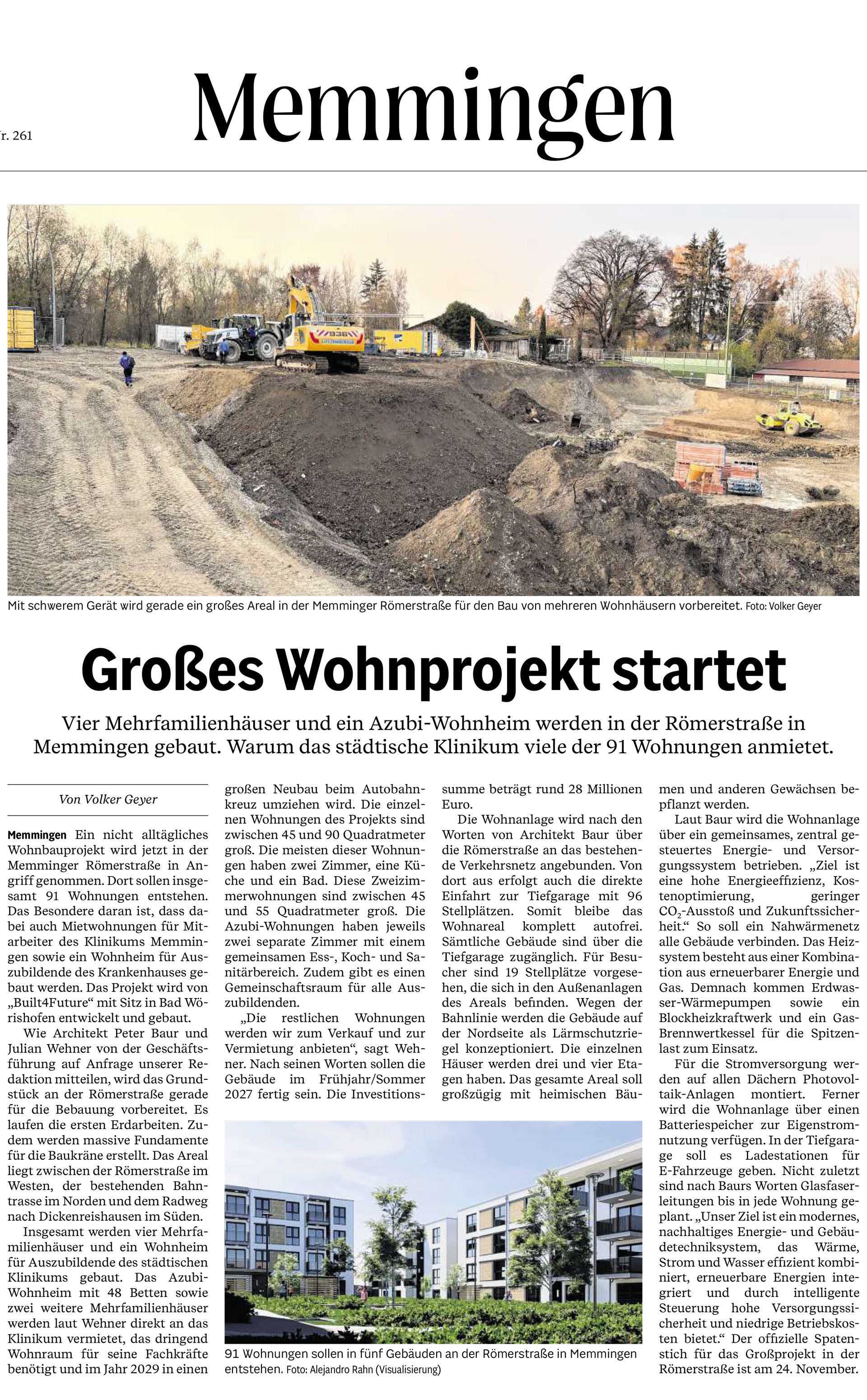 Artikel aus der Memminger Zeitung über das Bauprojekt in der Römerstraße